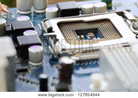 Focus CPU socket on motherboard of computer for the design background technology.
** Note: Shallow depth of field