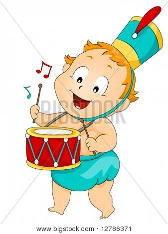 婴儿鼓手-矢量