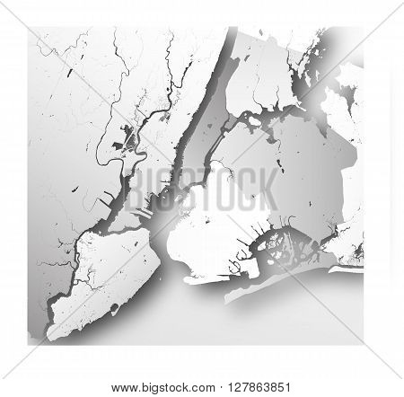 High resolution map of New York City with NYC boroughs.