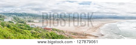 PLETTENBERG BAY SOUTH AFRICA - MARCH 3 2016: Panoramic view of the Keurbooms River lagoon and mouth as seen from the Whale Viewing Site