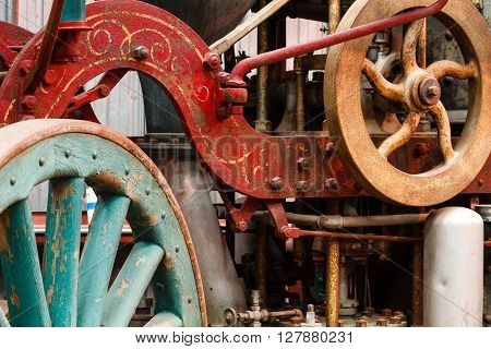 Old steam fire engine on display at train museum. Southeastern Railway Museum