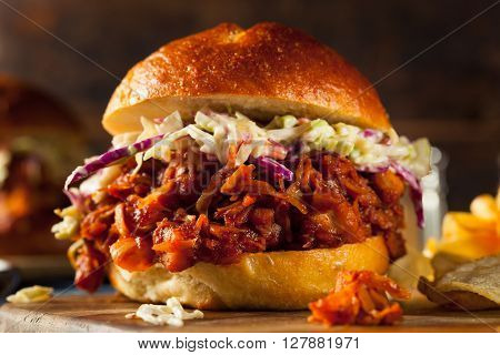 Homemade Vegan Pulled Jackfruit Bbq Sandwich