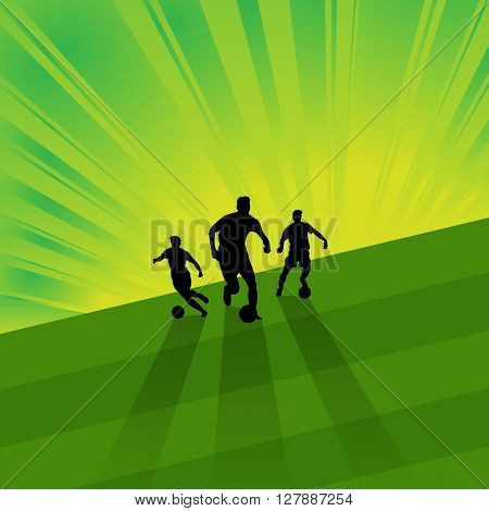 Soccer background - soccer player and ball on green field