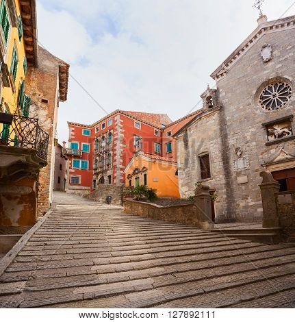 View of the church of the Nativity of the Blessed Virgin Mary in Labin Istria Croatia
