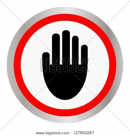 A hand icon in the red circle. Vector illustration