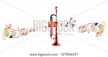Colorful trumpet design with hummingbirds. Vector illustration