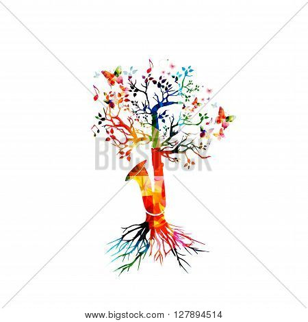 Colorful music background with saxophone. Vector illustration