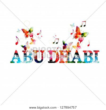 Vector illustration of colorful Abu Dhabi inscription