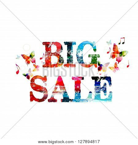 Vector illustration of colorful calligraphy phrase with butterflies