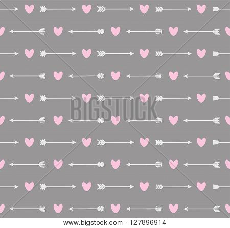 Cute seamless pattern with arrows and hearts