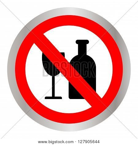 No alcohol sign on white background. Vector illustration