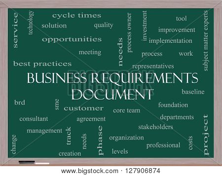 Business Requirements Document Word Cloud Concept On A Blackboard