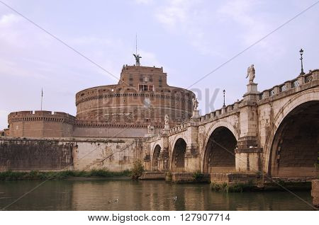 Saint Angel castle on sunset Rome Italy