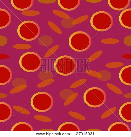 Vector illustration background of overlapping circles and ovals. The red and yellow colors of varying transparency.