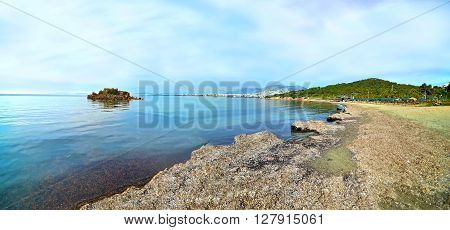 panoramic photo of Kavouri beach in Attica Greece