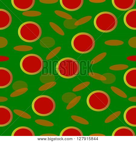 Vector illustration background of overlapping circles and ovals. The green and red colors of varying transparency.