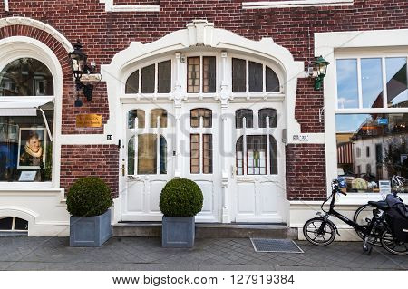 Valkenburg Netherlands - April 11 2016:beauty salon in a historical building in the old town of Valkenburg. Valkenburg aan de Geul in the province Limburg is a popular tourist destination