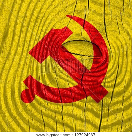 Communist sign with red and yellow colors