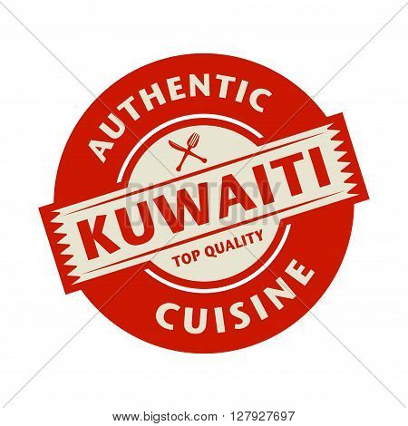 Abstract stamp or label with the text Authentic Kuwaiti Cuisine written inside, vector illustration