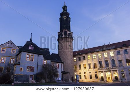 WEIMAR, THURINGIA, GERMANY - JANUARY 6, 2015:  Weimar Castle in Germany in the morning.