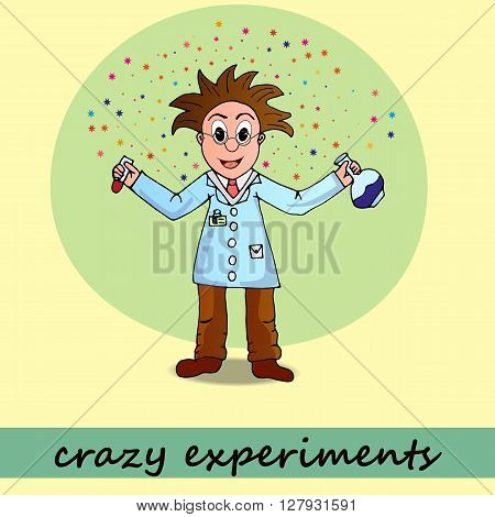 chemist, vector, illustration, man, cartoon, character  science, scientist, doctor, medical, portrait, people, drug, chemistry, happy, icon
