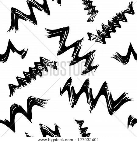 Seamless pattern with spiral curls and waves. Hand-drawn grange doodle. Vector. Hand drawn vector elements. For your design, web, package, book, ads. vector black white seamless background.