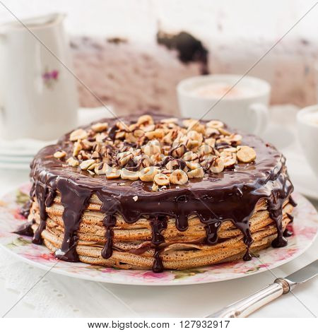 Chocolate And Hazelnut Crepe Cake