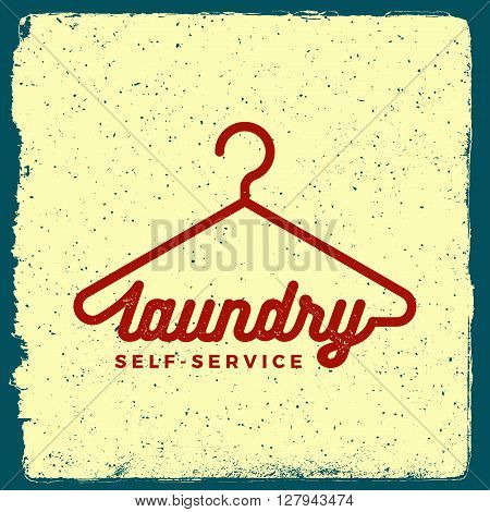 Laundry Emblem. Logotype Template With Ink Stamp Texture