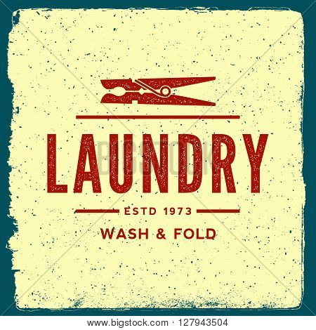 Laundry Emblem. Logotype Template With Ink Stamp Texture