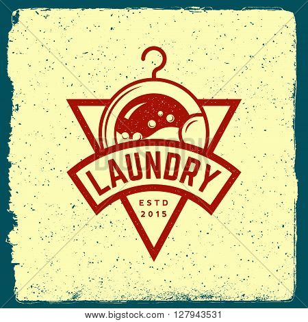 Laundry Emblem. Logotype Template With Ink Stamp Texture