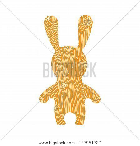 Vectorr rabbit illustration. Adorable hare in flat style. Vector hare icon with wooden texture. Bunny cartoon flat style icons.