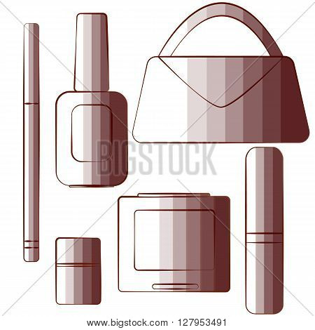 cosmetics set minimalism gradient red stripes style