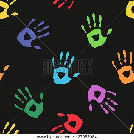 Vector seamless pattern with a hand prints.