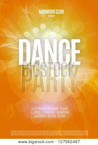 Dance Party Night Poster Background Template. Vector Illustration.