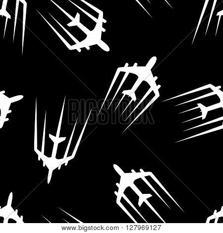 Flying airplane, Airliner jet, seamless wallpaper, vector illustration