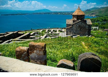 Photo of the Territory Sevanavank monastery on Sevan lake