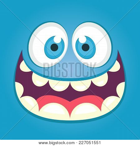 Cute Monster Face. Square Avatar. Vector Stock.