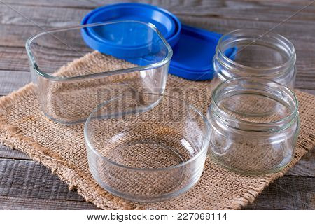 Empty Canning Jars Await Use On A Table