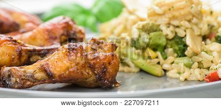 Roasted Chicken Wings - Banner Design - Macro, Closeup