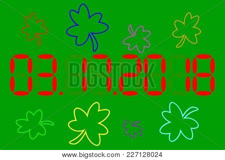 Date St.patrick 's Day. Green Background. Vector