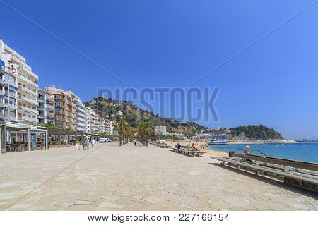 Blanes,spain-may 25,2012: View Of Maritime Promenade In Blanes, Mediterranean Town In Costa Brava, P