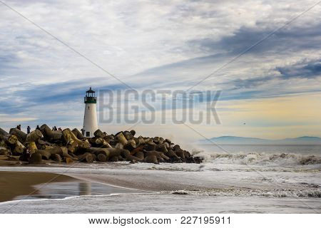 Santa Cruz Breakwater (walton) Lighthouse After Sunset