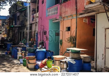 Mumbai, India - February, 25th, 2017. Streets Of Colaba District, Mumbai, India