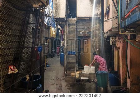 Mumbai, India - February, 25th, 2017. Streets Of Colaba District, Mumbai, India