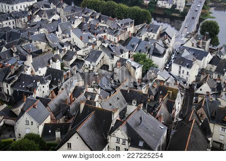 France Chinon On The Loire River, Top View.