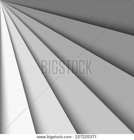 Overlapping Grey Paper Sheets Arranged In A Fan. With Shadow Effect. Abstract Vector Background Wall