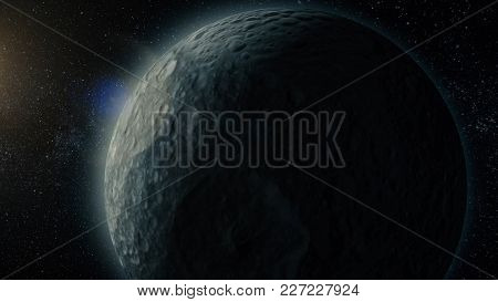 Planet Or Satellite In Space. Unexplored Planets Of Faraway Space. Deep Space. Universe Scene With P