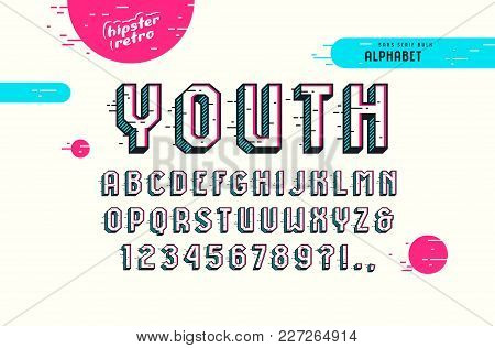 Decorative Sans Serif Bulk Font In The Pop Art Style. Letters And Numbers For Logo And Title Design.