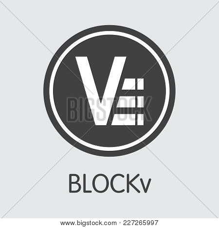 Blockv - Cryptographic Currency Illustration. Vector Coin Symbol Of Virtual Currency Icon On Grey Ba