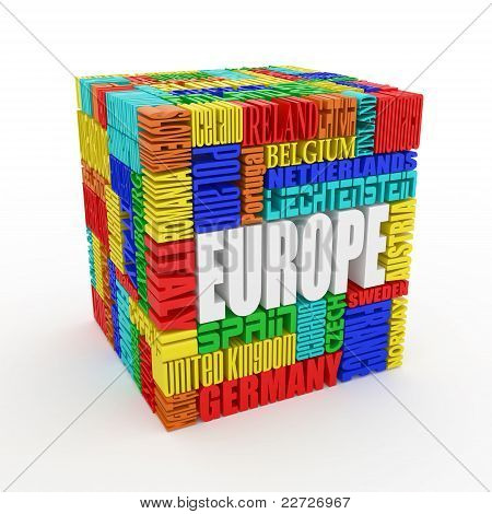 Europa. Boksen fra navnet på europæiske lande
